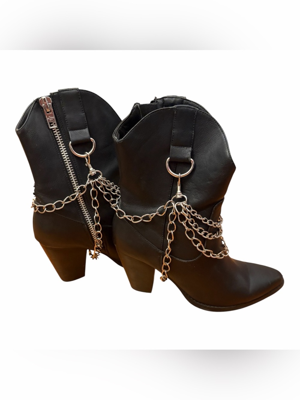 Black Chain-Accent Women’s Ankle Boots